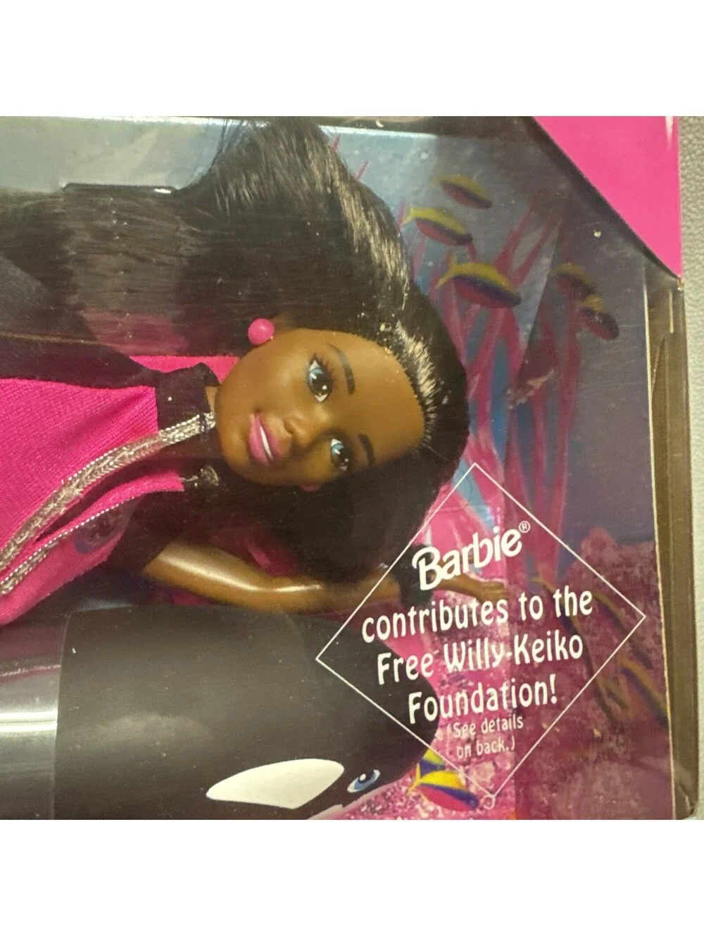 1996 Barbie Ocean Friends Baby Keiko the Whale African American Doll #15429